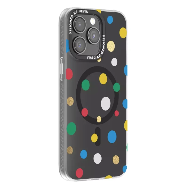 Devia - Polka Dots MagSafe Case for iPhone 15 Pro Max - Black